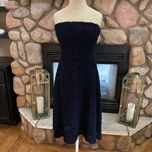 J.Crew Strapless Midi Cocktail Dress Navy Blue Size 6